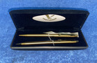Vintage Centennial Gold Tone Ball Point Pen   Mechanical Pencil Set W black Box
