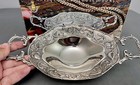 Nib Silver Plated Antique Oval Shaped Footed Dish W  Handles 10x5 5x2 25   