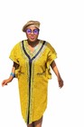 Women s Yellow African Kaftan Dress Traditional Dashiki Ethnic Pattern