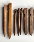   Lot Of 10    Primitive Wooden Antique Tent Stakes Pins