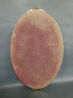 Vtg Mcm 17 5 x10 5  Oval Brass Framed Vanity Mirror Tray Floral Handles 