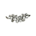 Large Silver Tone Floral Flower Icy Rhinestone Brooch Pin - 3 