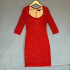 St  John Dress 8 Lined Evening Red Lacy Longsleeve Midi Party Cocktail Elegant