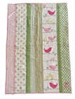 Pottery Barn Kids Tweet Bird Baby Quilt Pink Green Embroidered  e  33x48