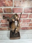 Vintage German Hand Wood Carved Figure Of Guard Signed Statue 14   Black Forest