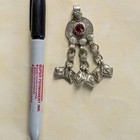 Kuchi Tribal Coin Pendant Red Glass Charm Dangles Afghan Adornment  21022 