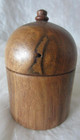 Vtg Hand Turned Wooden Round Trinket Stash Spice Box Walnut Container Signed