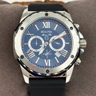 Bulova Marine Star Quartz 44mm Blue Dial Black Rubber Strap Men s Watch 98b258