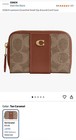 Coach Women s Zip-around Card Wallet Tan Caramel Logo 3 Compartments 2 Slots