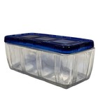 Hazel Atlas Cobalt Blue Clear Criss Cross Vintage 1930s Glass Refrigerator Dish