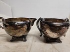 Oneida Silver Plated  Footed Creamer  Sugar Bowl Broken  Victorian Style  Vtg