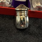 Leonard Mini Glass   Metal Salt   Pepper Shakers Set Silver   Clear With Box