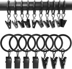 100-pack Black Metal Curtain Rings With Clips - 1  Inner Diameter  Rustproof    