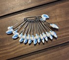 Vintage Safety Pins Lot Of 13 - White   Blue