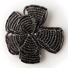 Black Floral Beaded Shoe Clips  2 Pair  Vntg