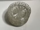 Glass Drink Coaster Set trinket Dish Clear 4  Vtg Mcm Diamond Starburst Pattern