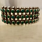 Cuff Bracelet Fred Harvey Era Zuni 1940s Turquoise Triple Row Snake Eyes 