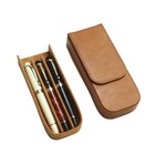 Leather Triple Pen Case - Pencil Pouch Holder For 3 Pens   Pencils - Gift For Hi