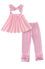 Nwt Abby   Evie Girls Dog Embroidered Pants Set Size 4 Ruffle Pink Sleeveless