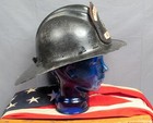 Vintage Cairns   Bro  Firefighters Helmet Leather Badge Friendship Mount Joy pa 
