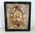     antique Icon Lithograph In An Old Wooden Frame Christianity  Orthodox 1900s
