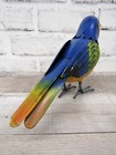 Small Rustic Colorful Tropical Parrot Rain Forest Metal Tin Bird Figure