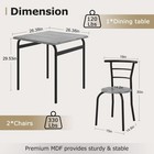 Vecelo 3 Piece Dining Table   Chairs Set For 2  Metal And Wooden Square Kitchen