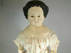 Antique German Doll 30    Wax Over Papier Mache Lady With Wooden Hands   Feet Wow 