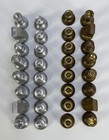 Vtg Minimalist Mid Century Mod Solid Brass Aluminum Metal Chess Pieces Set 32pc