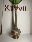 Vintage Hammered And Enameled Brass Turkish Lamp Handpaint Antique 35  Rare