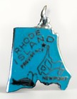 Vtg Rhode Island Cloisonn   Hard Enamel State Charm Souvenir Map Pendant Vg 