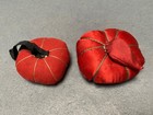 Vintage Tomato Pin Cushions With Strap - Red   Green
