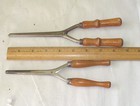 Pair Of Antique   Vintage Hair Curling Irons - Steel With Wood Handles