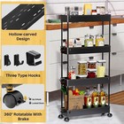 Slim Rolling Storage Cart 4 Tier Organizer Mobile Shelving Unit Utility Cart