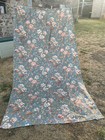 Antique French 1900s Blue Grey Ground Pinks Floral Fabric Cutter 3ft 10  X 8ft 4