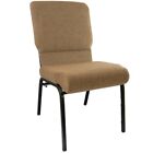 18 5  Wide Multipurpose Mixed Tan Fabric Stacking Church Chair With Gold Frame