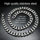 16-36  Stainless Steel Silver Chain Cuban Curb Womens Mens Necklace 3 5 7 9 11mm