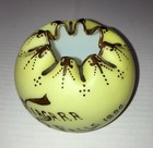 Antique Niagara Falls 1896 Victorian Blown Glass Chartreuse  Bowl Vase Crimped