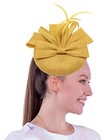  Womens Fascinator Hat Sinamay Pillbox Flower Feather Tea Party Derby B Gold