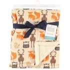 Hudson Baby Unisex Baby Plush Mink And Sherpa Blanket  Forest  One Size