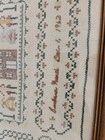 Vtg  Large Framed Cross Stitched Sampler  December 1962  Signed 
