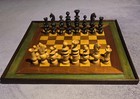 Vintage Handcrafted Wooden Chess checker Board  Complete With 3 Sets Of Pieces 