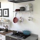 Kitchen Organization Storage Rack Stainless Steel Metal Wall Shelf W  10 S Hooks