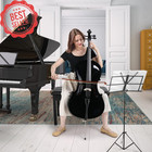 Full Size 4 4 Acoustic Cello Black Set W  Bow Bag Rosin Bridge For Beginners