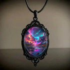 Aurora Gothic Pendant Necklace Nature Scenery Jewelry Vintage Black A