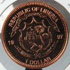 Liberia 1997 Aza Species Survival Plan Copper Dollar  Brilliant Proof Like