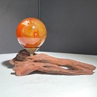 123g Natural Silk Wrapped Agate Ball Crystal Jewelry Reiki Energy Healing stand