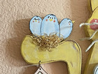 Vtg Hand Painted Cat Wall Hanger Friendship Is A Tweet 9x9 In Cat   Birds