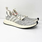 Adidas Mens Nmd R2 Primeknit By9410 Gray Running Shoes Sneakers Size 10