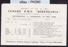 Rms Berengaria  Cunard Line - Log Abstract - Southampton To New York - 1928